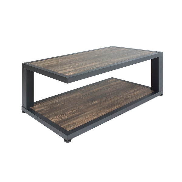 Furniture of America Farrow Dark Walnut and Sand Black Coffee Table