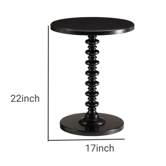 Benzara BM157293 22 Inch Round Wooden Side Table w...