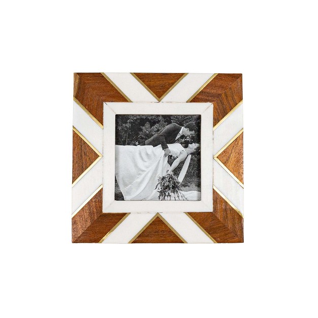 4x6 Inch Pieced Geometric Picture Frame Acacia Wood Mdf Resin amp Glass By Foreside Home amp Garden