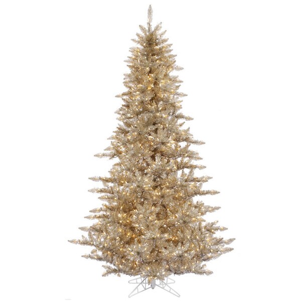 Vickerman Brown Plastic 3foot Champagne Fir Artificial Christmas Tree with 100 Warm White LED Lights