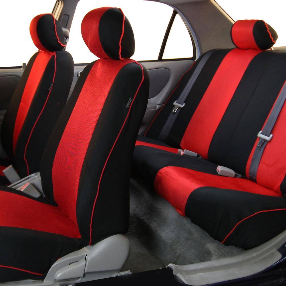 FH Group Cloth 47 in. x 23 in. x 1 in. Full Set Car Seat Covers DMFB063RED115