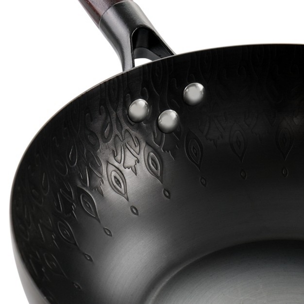 Spice By Tia Mowry 12in Carbon Steel Wok With Wooden Handle In Black