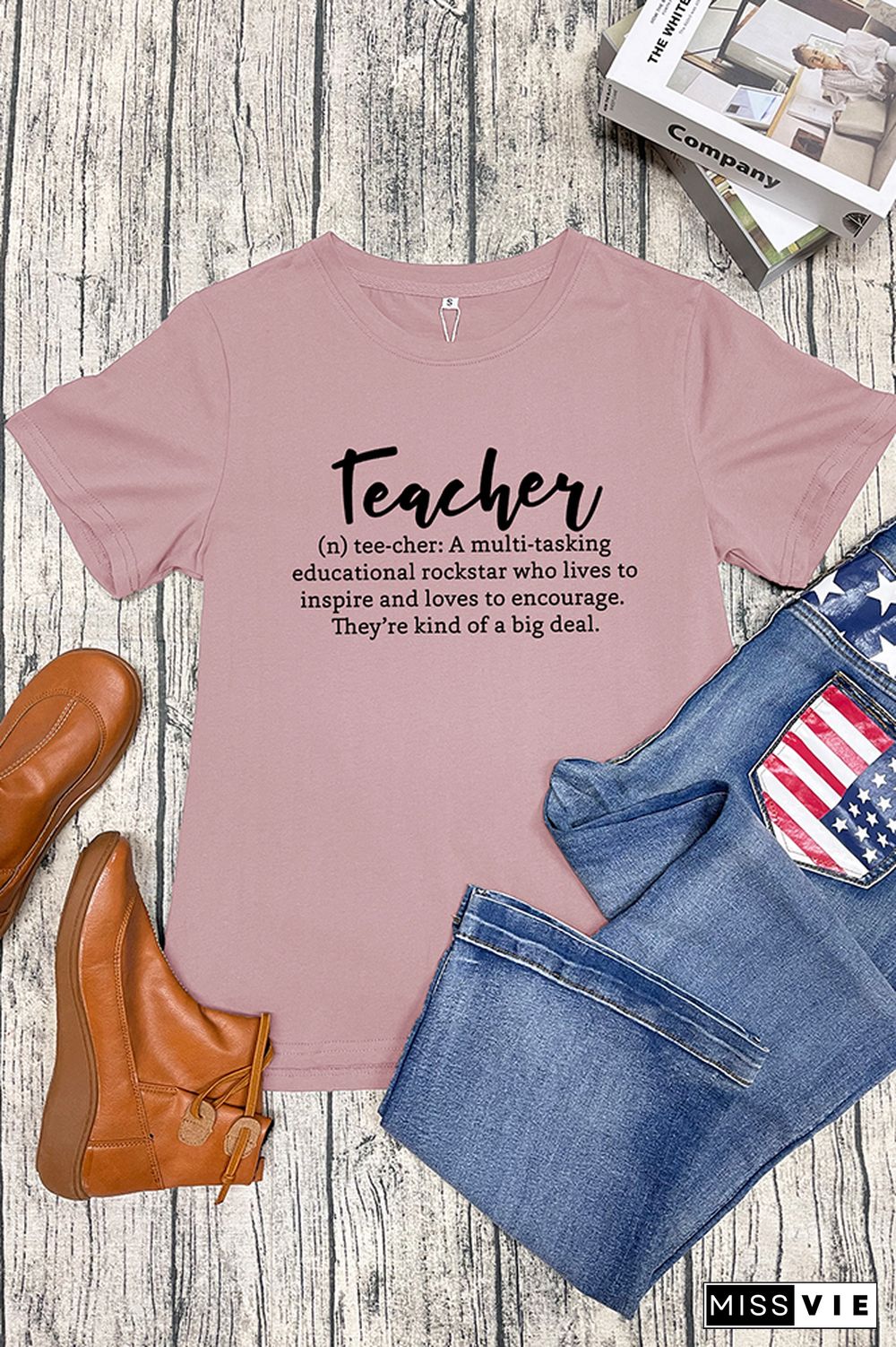 Teacher Definition Print Short Sleeve Graphic Tee Wholesale