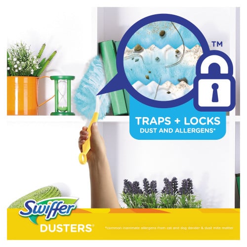 Swiffer Refill Dusters， Dust Lock Fiber， Light Blue， Unscented， 10/Box， 4 Box/Carton (21459CT)