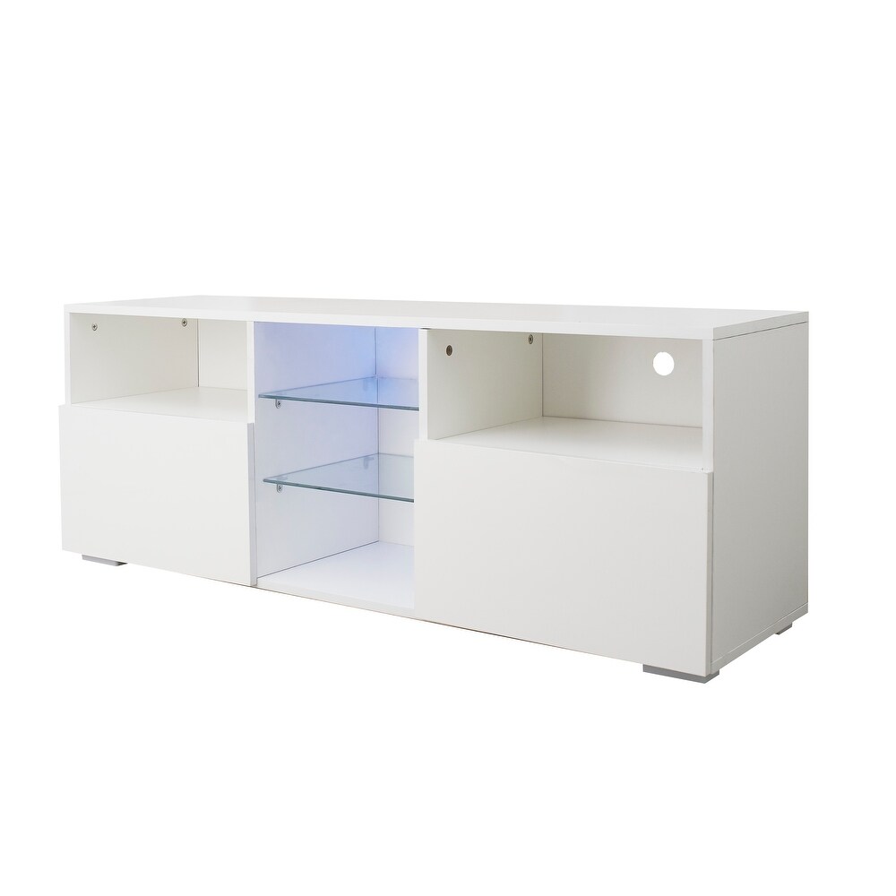 Minimalist TV Stand with LED Lights and Storage Drawers for 55\