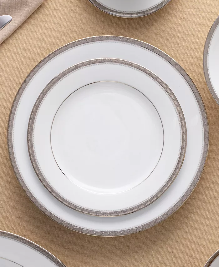 Noritake Charlotta Platinum 4 Piece 10.5 Dinner Plates Set Service for 4