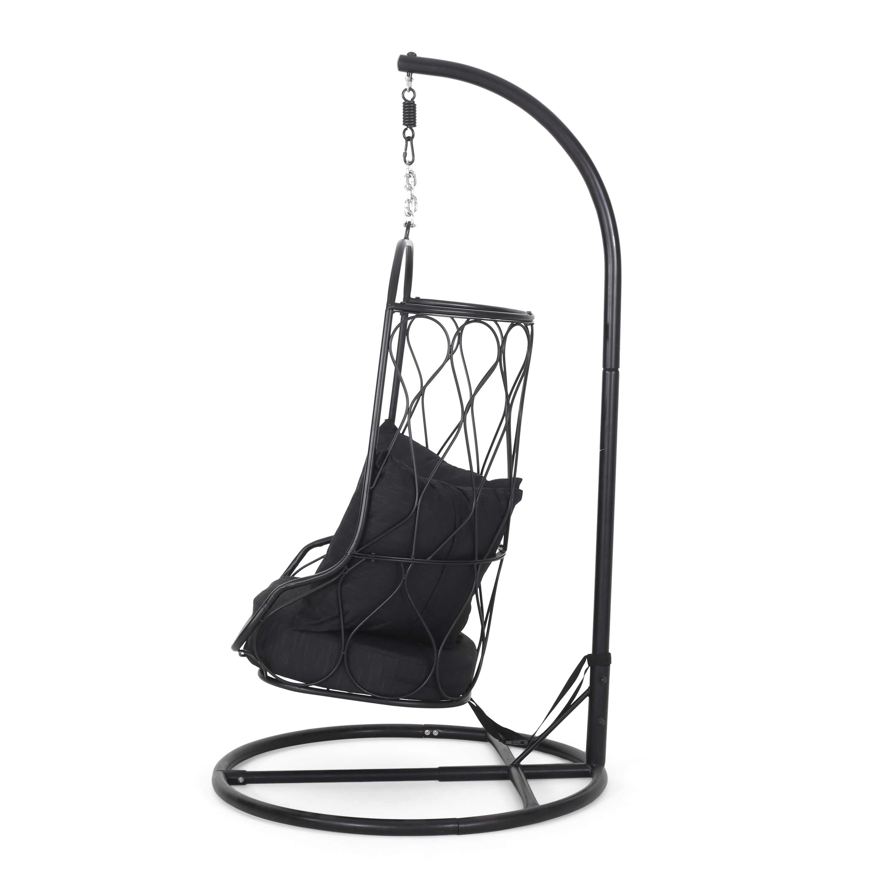 Edgell Indoor/Outdoor Hanging Chair with Stand, Black