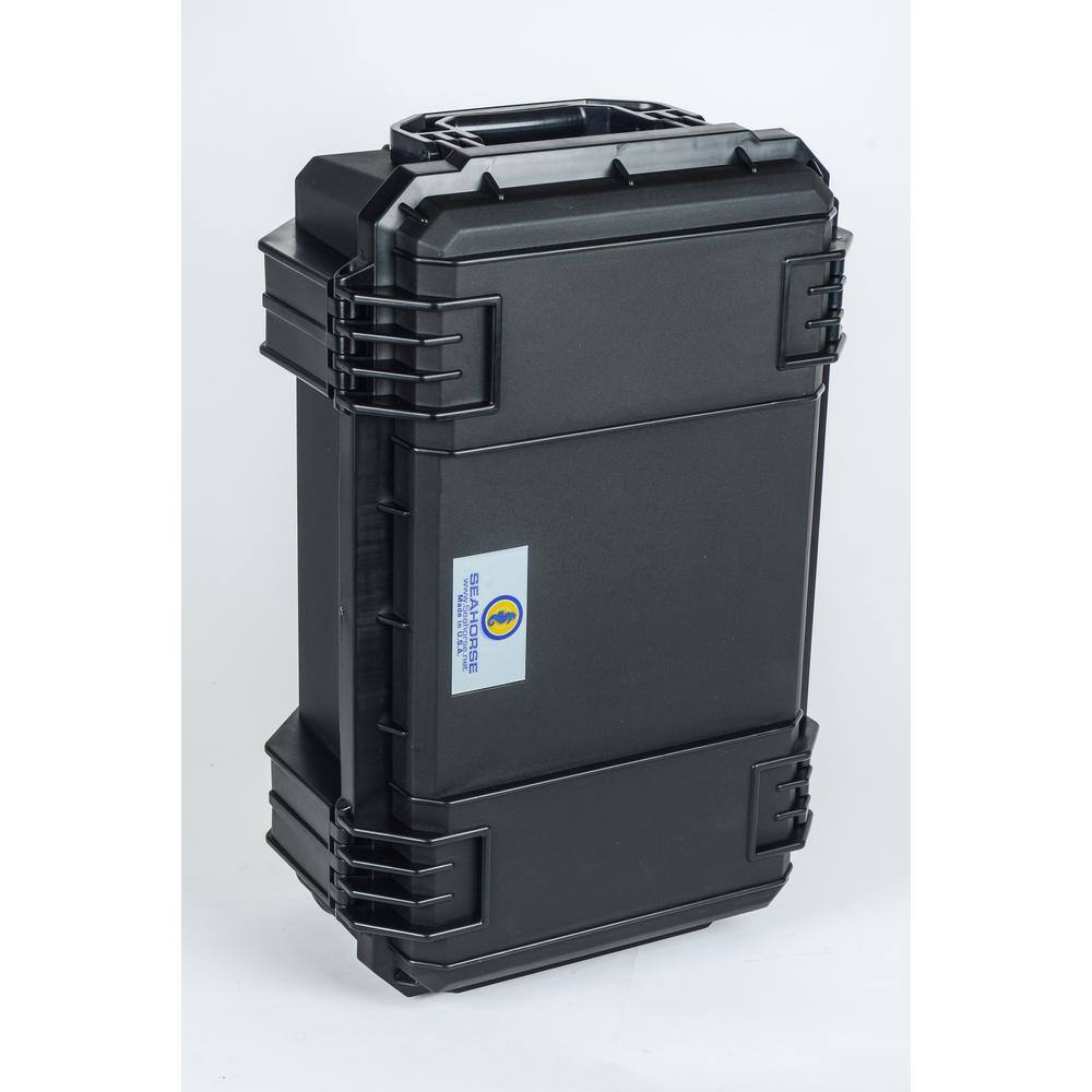 Seahorse 14.24 in. Large Rolling Watertight Tool Case with Foam in Black 830FBK