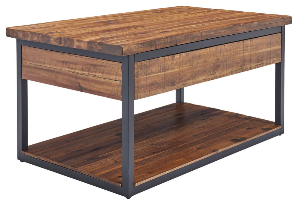 Claremont Rustic Wood Set  Coffee Table and End Table  Drawer   Industrial   Coffee Table Sets   by Bolton Furniture  Inc.  Houzz