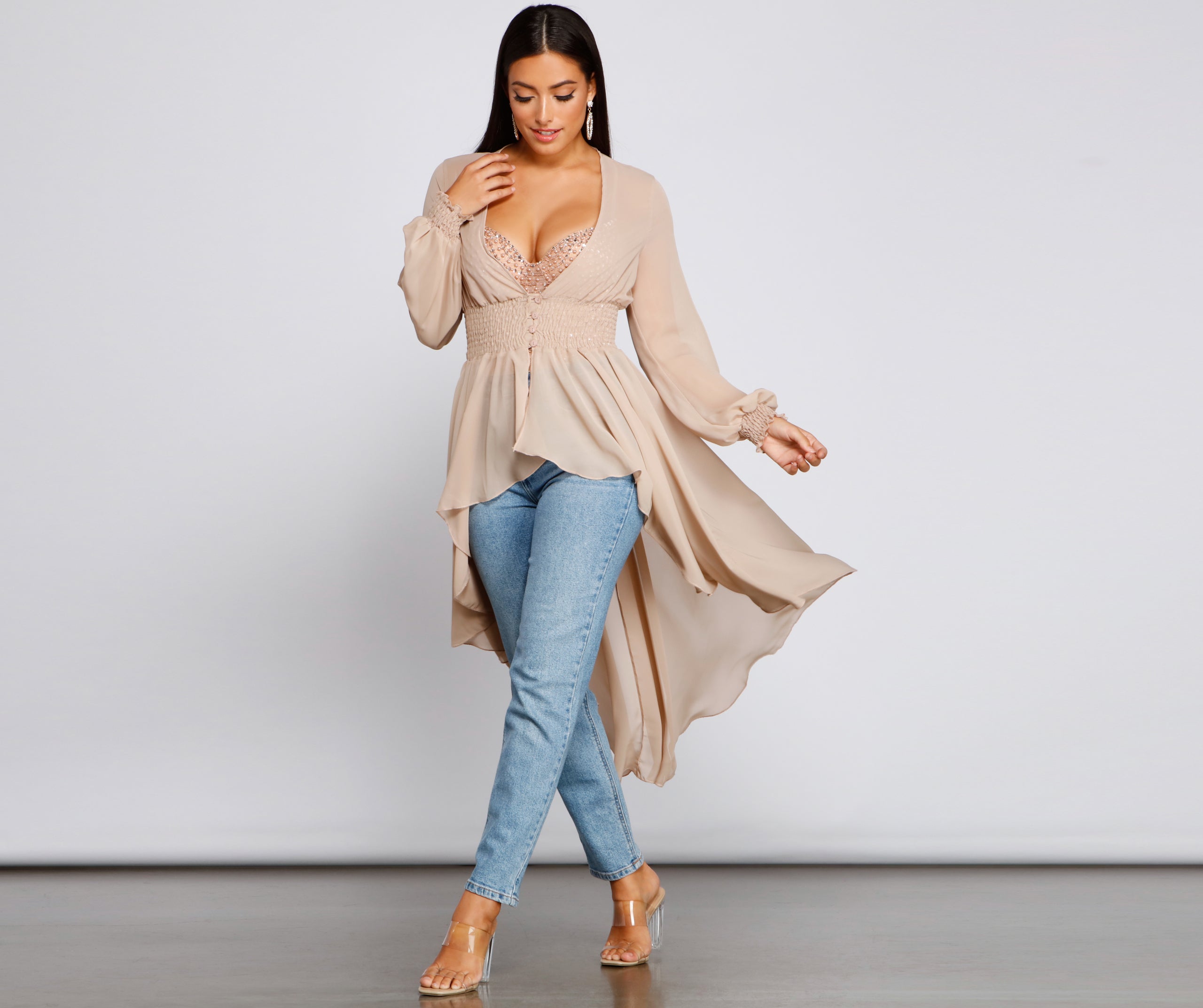 Chic Chiffon High Low Duster