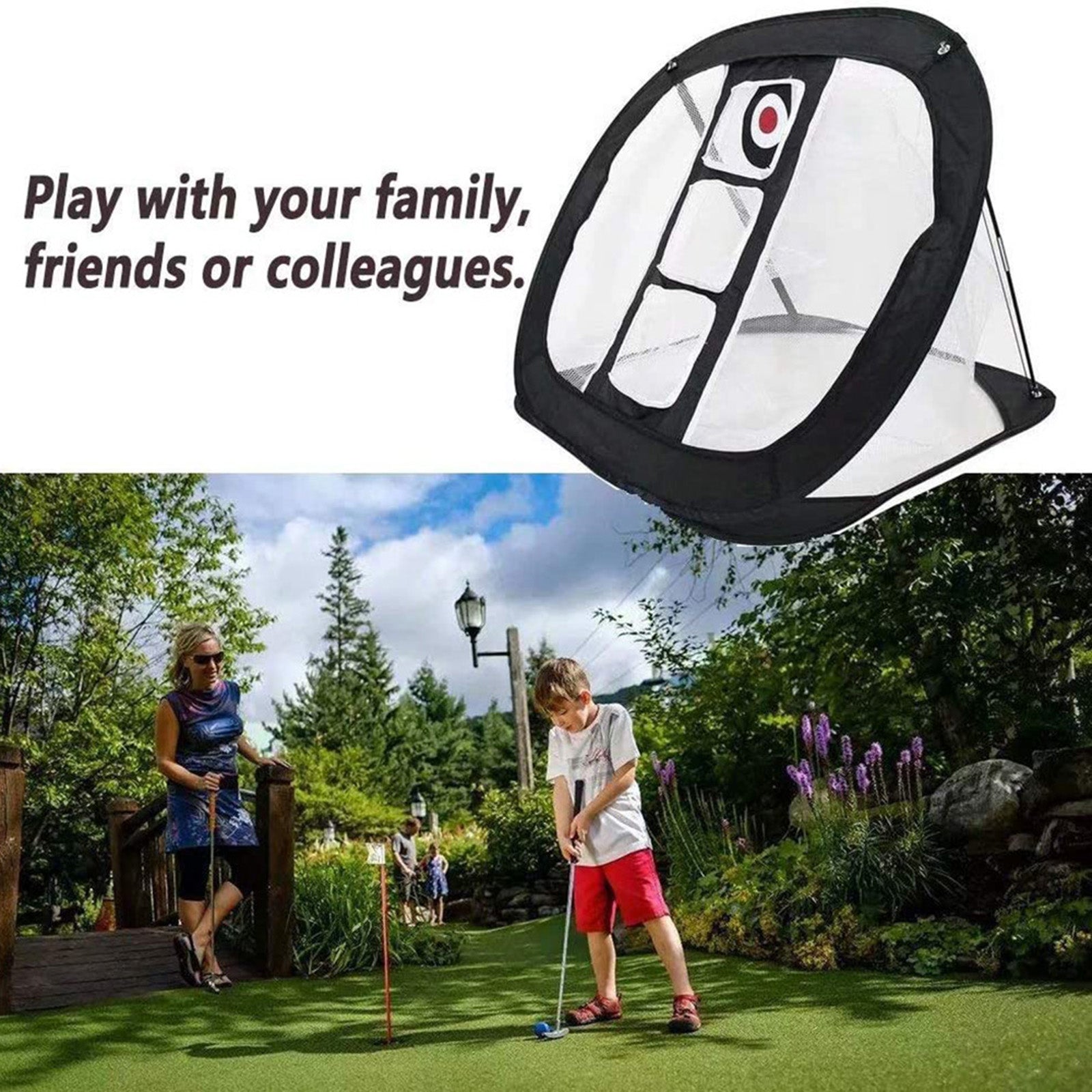 Carolilly Pop Up Golf Chipping Net Square Folding Golf Practice Nets Golf Target Net for Accuracy and Swing Practice