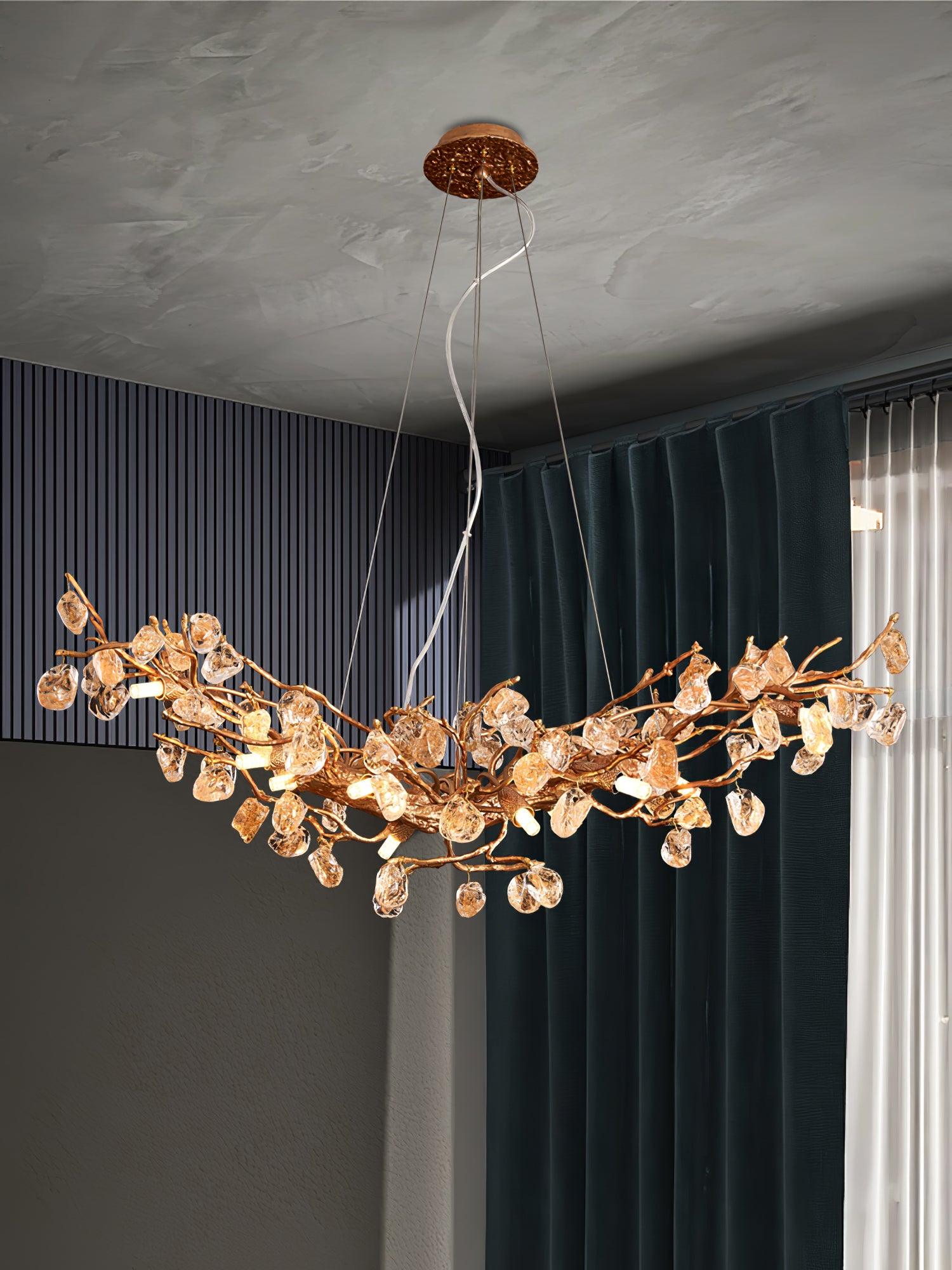 Stone Crystal Brass Chandelier