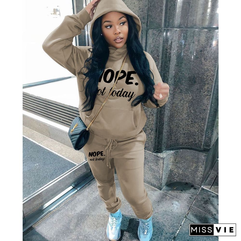 Sportswear Letter Print Hoodie Sweatpants Outfits