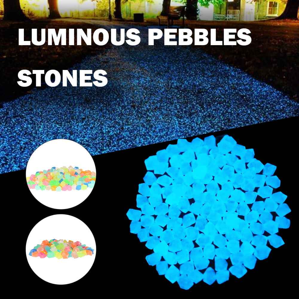 Willstar 300 Pack Luminous Small Stones Garden Decor Glow In Dark Decorative Outdoor Aquarium Rocks