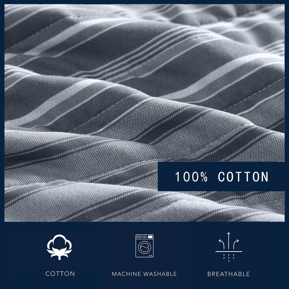 Nautica Coveside Cotton Reversible Grey Quilt Set