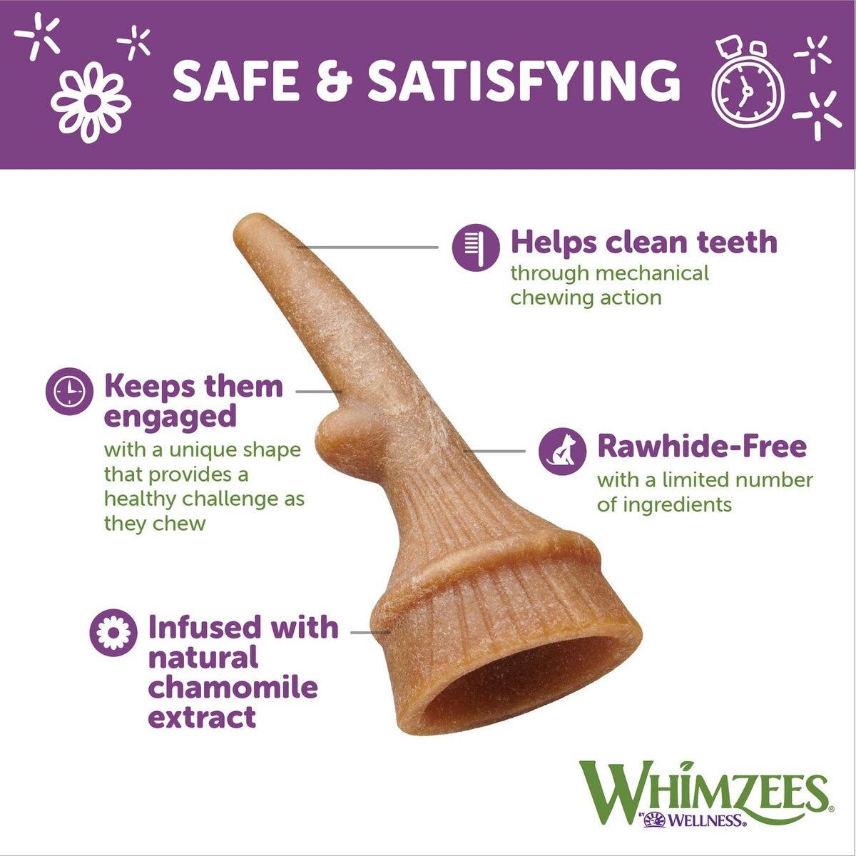 WHIMZEES Occupy Antler Dental Chews Value Bag Dog Treats