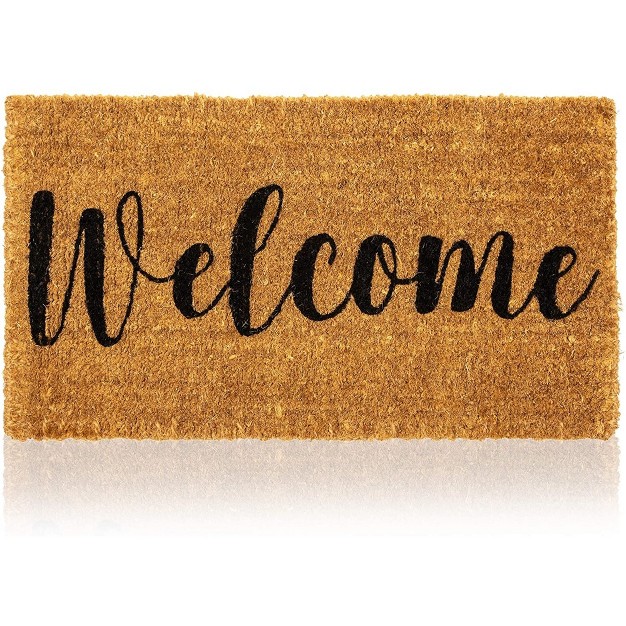 Juvale Natural Coir Doormat Welcome Mats For Front Door And Outdoor Entry 16x29 In