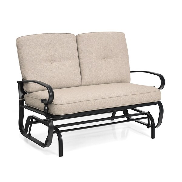 Costway 2Person Outdoor Swing Glider Chair Bench Loveseat Cushioned