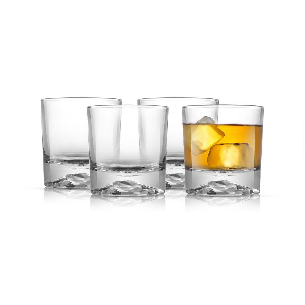 JoyJolt Radiant 10 oz. Mountain Clear Lead Free Crystal Double Old Fashion Set (Set of 4) JC102129