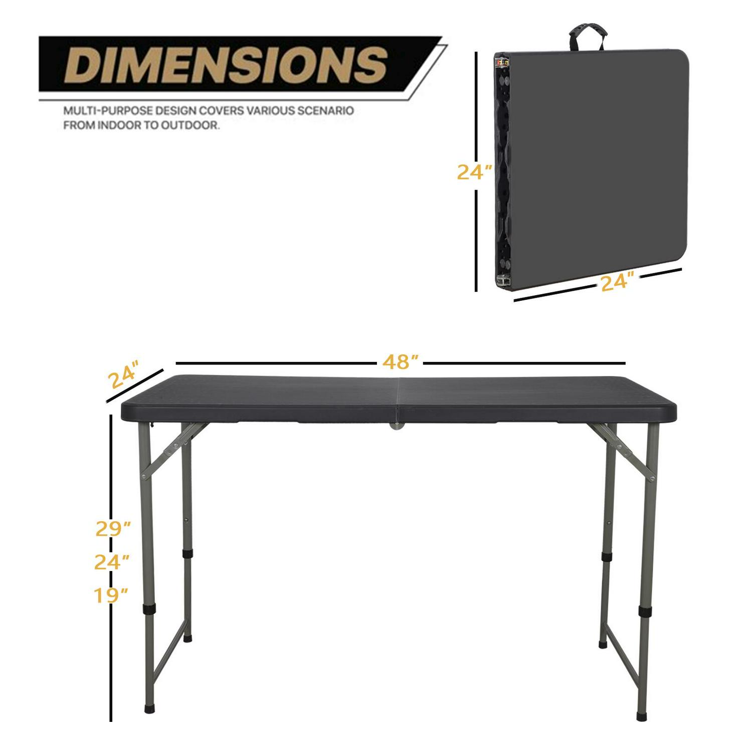 SUGIFT 4 Foot Folding Table Black Folding Card Table