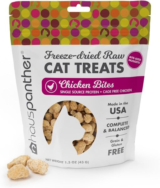 Hauspanther Chicken Bites Nuggets Freeze-Dried Raw Cat Treats， 1.5-oz bag