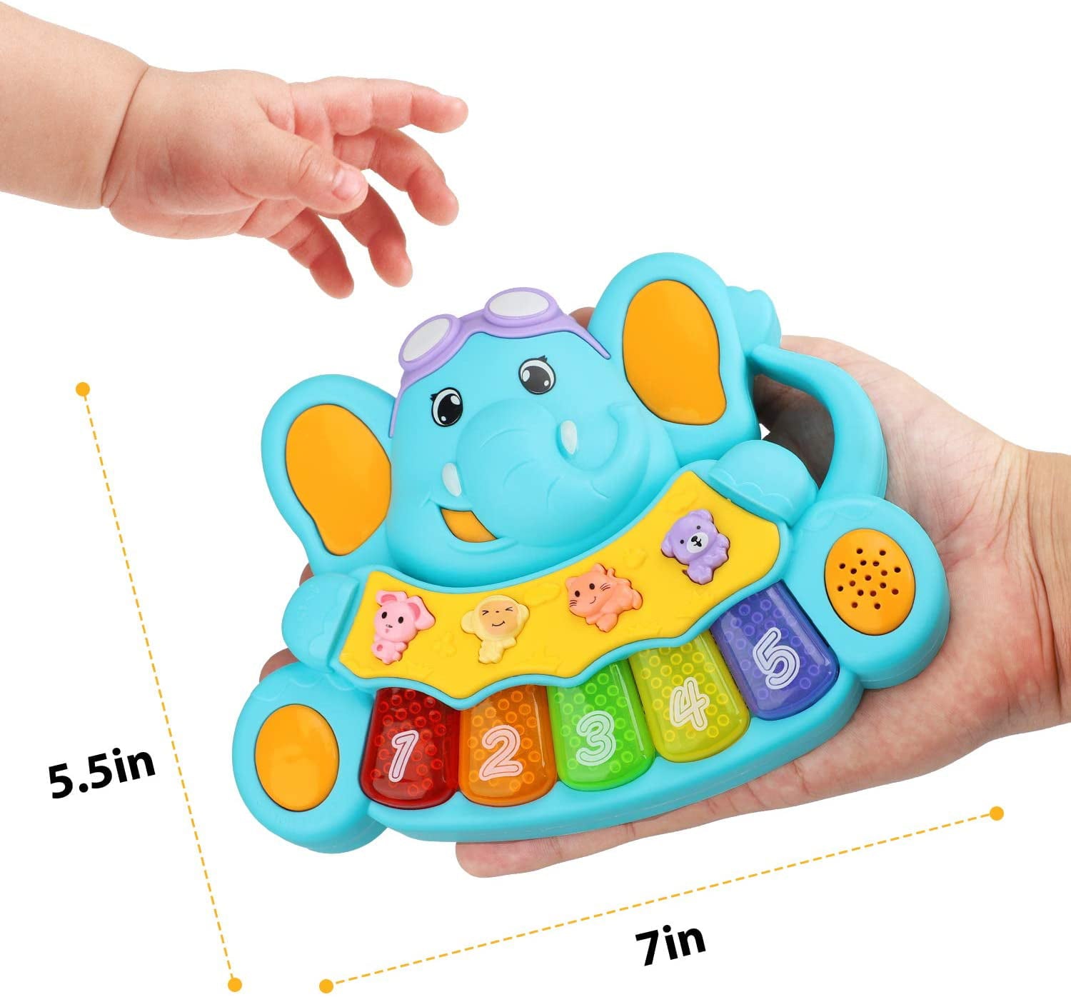 TOY Life Baby Piano Toys， Baby Toys 0 3 6 12 18 Months， Elephant Infant Toys， Newborn Baby Musical Toys， Light Up Toys for Boys Girls Toddlers， Baby Gifts for 0 3 6 12 18 Months， Baby Einstein Piano T