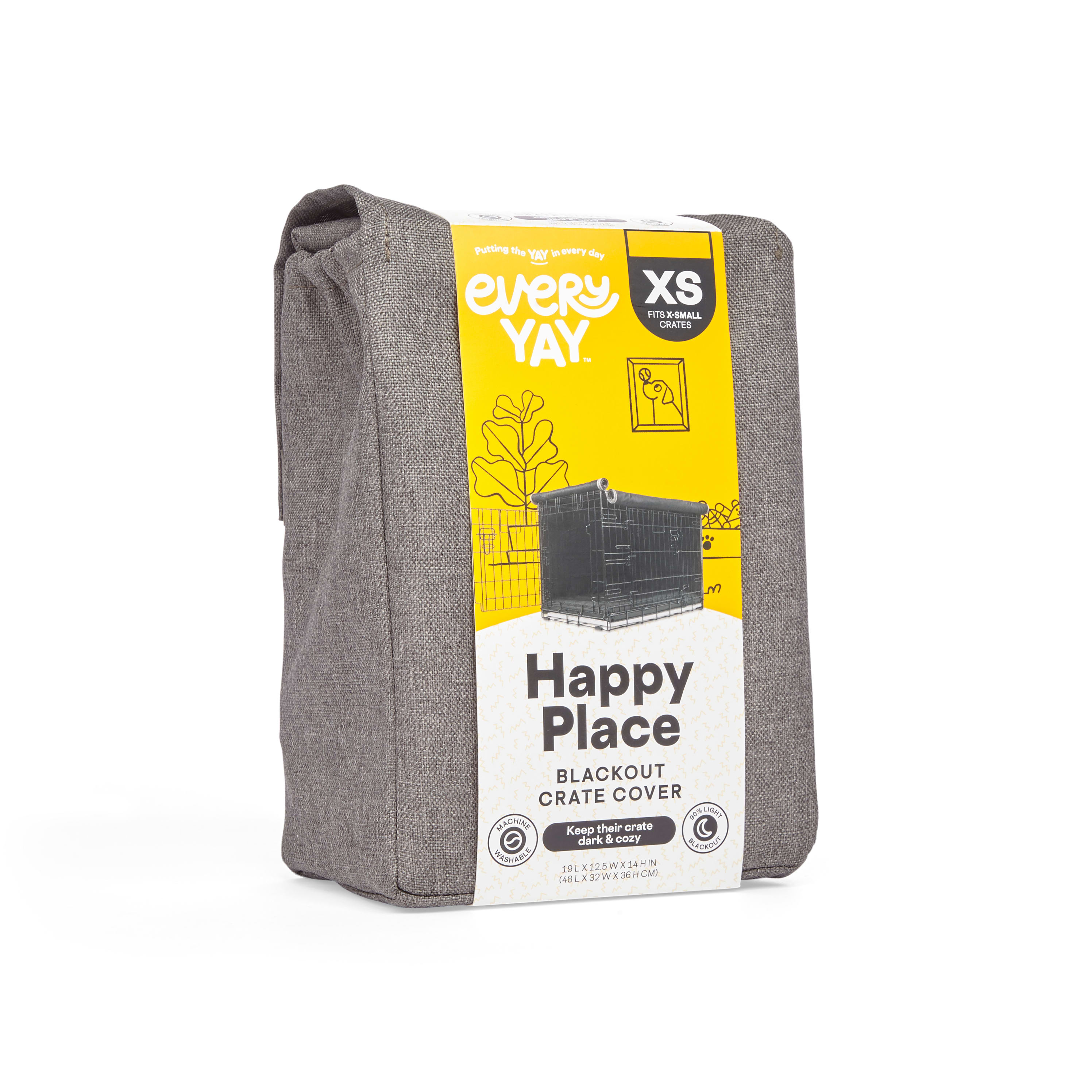 EveryYay Happy Place Grey Blackout Dog Crate Cover， 19