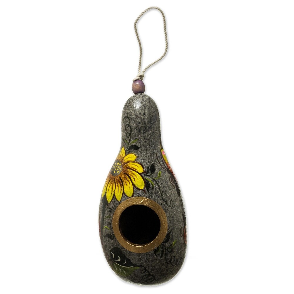 Novica Handmade Sunflower And Earth Dried Gourd Birdhouse