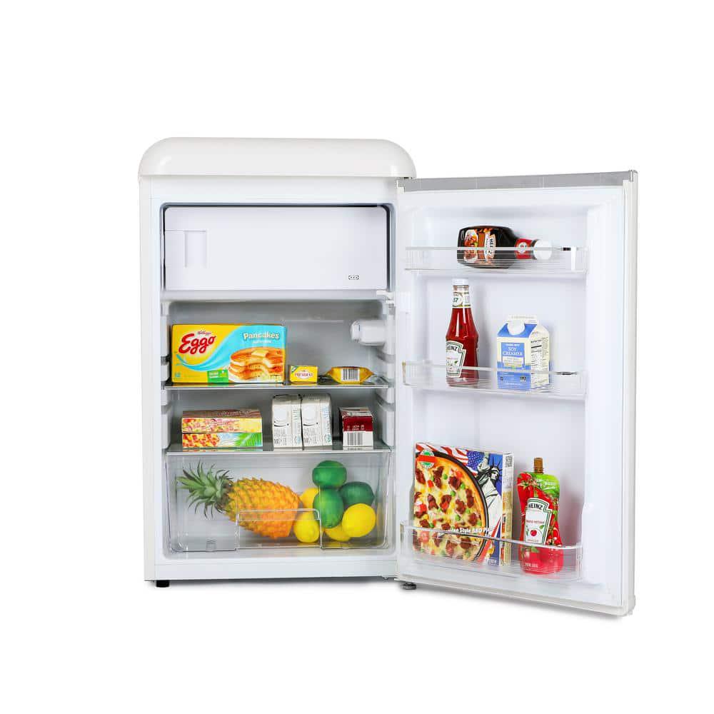 Commercial Cool 40 cu ft Retro Mini Fridge with Full Width Freezer Compartment in White