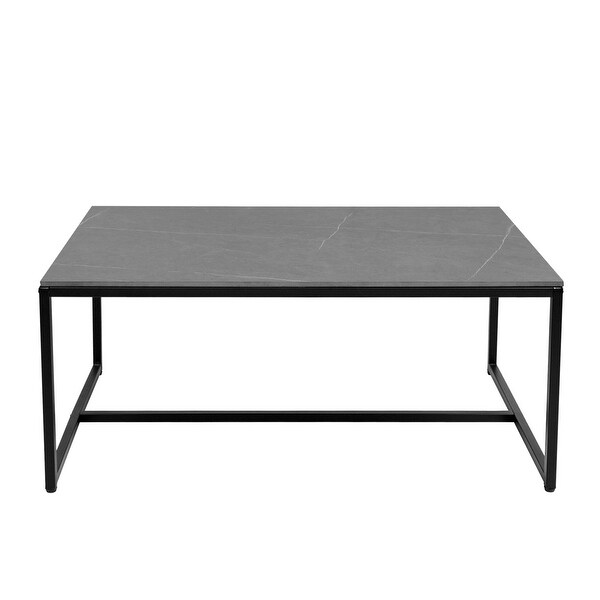 Solid Artifical Marble Rectangle Coffee Table - 23.6