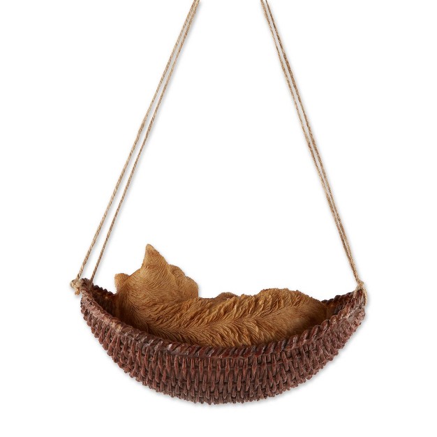 Polyresin Napping Cat On Hammock Garden Figurine Brown Zingz amp Thingz