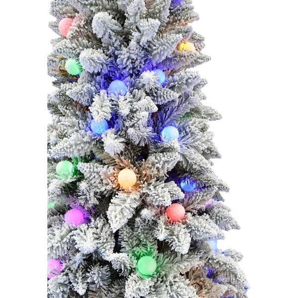 Fraser Hill Farm 6.5Ft. White Tail Pine Snow Flocked Christmas Tree