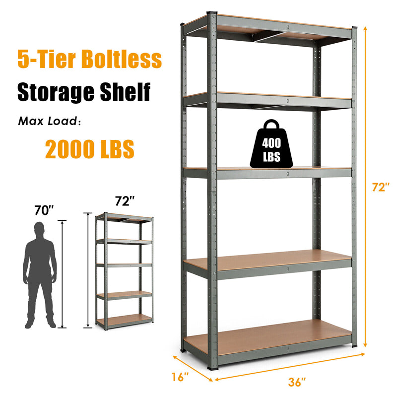 5 Tier Metal Garage Shelving for Storage Heavy Duty Garage Organization Adjustable Tool Utility Rack