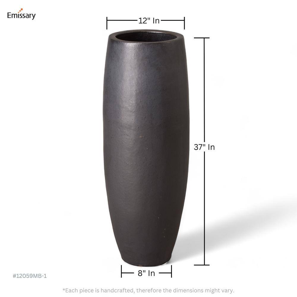 Emissary Tall 13 in. L x 37 in. H Matte Black Ceramic Round Jar 12059MB-1