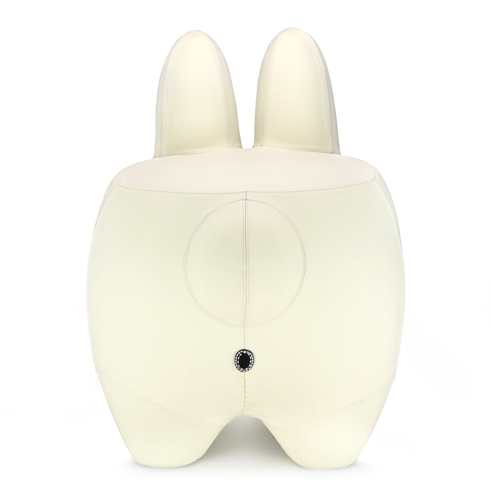 Leather Happy Labbit Stool by Frank Kozik - Virgin White Edition