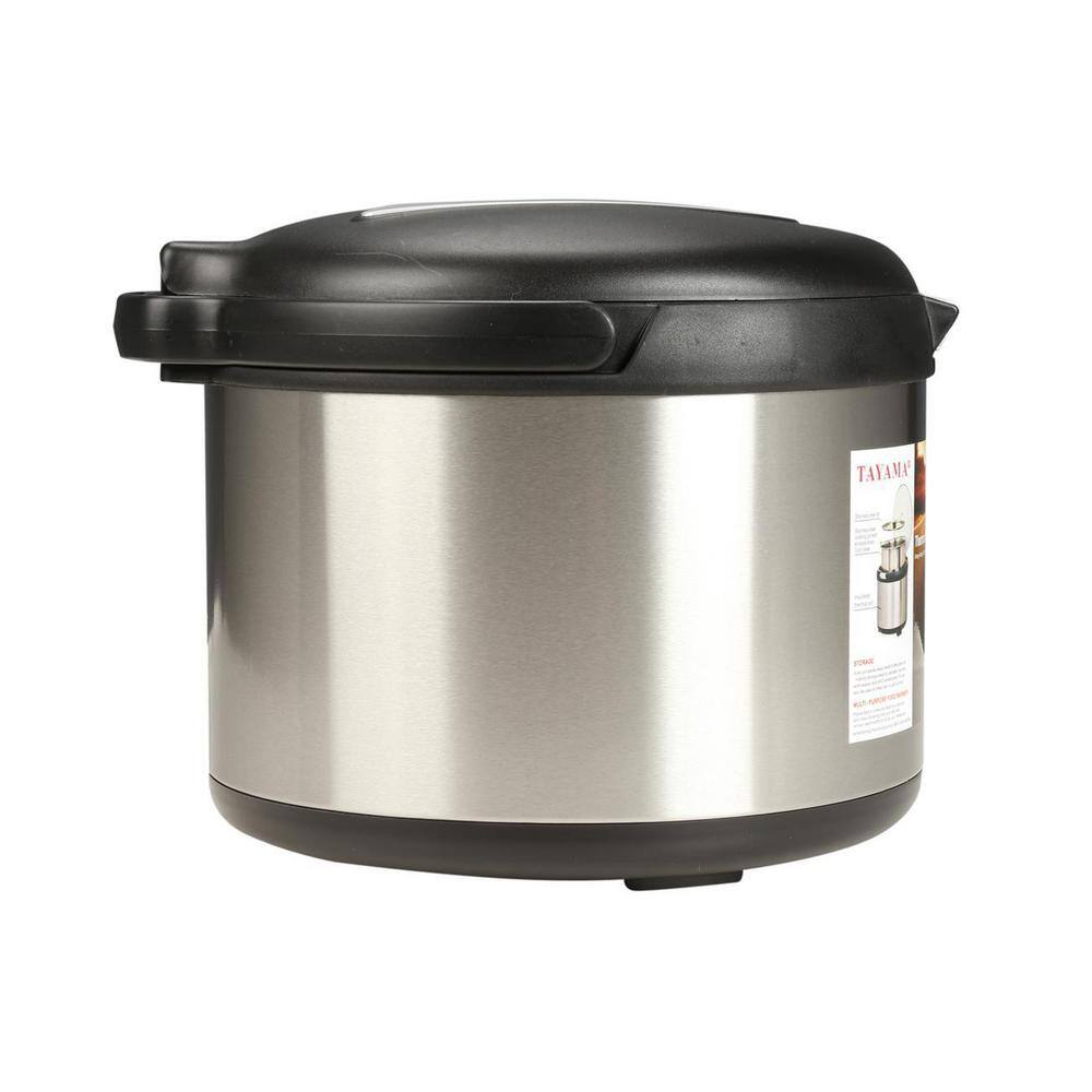 Tayama 5 qt. Stainless Steel Energy-Saving Thermal Cooker Stock Pot in Black TXM-50CFR