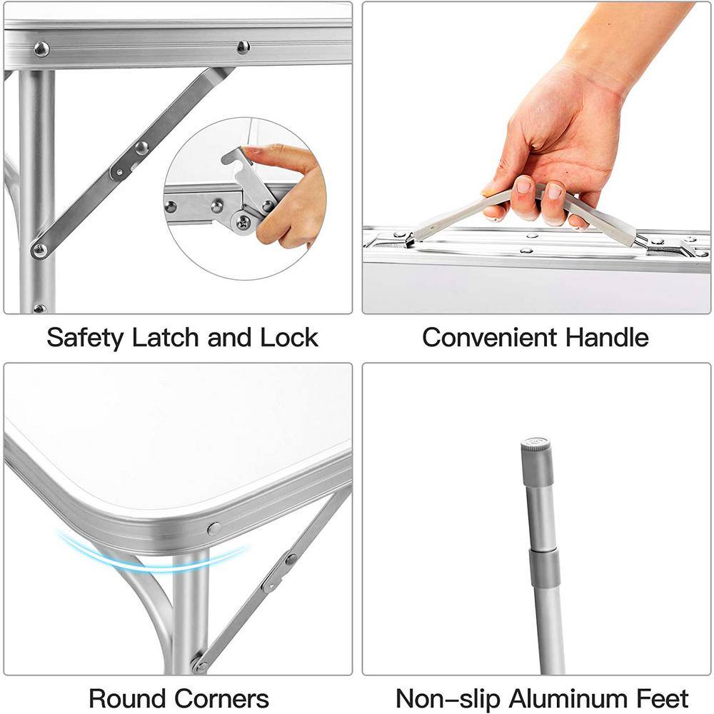 SUGIFT 26 in. H Rectangle Aluminum Folding Portable Outdoor Picnic Table SGFT88334