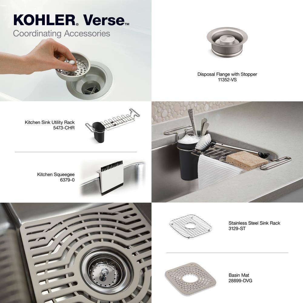 KOHLER Verse Stainless Steel 33 in. Double Bowl Drop-In Kitchen Sink with Faucet K-RH5267-1PC-NA