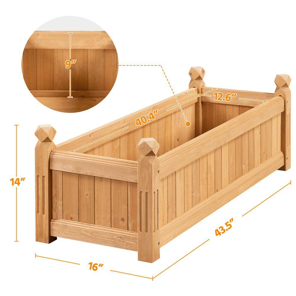 Yaheetech 43.5 in. L x 16 in. W x 14 in. H Wooden Raised Garden Bed Planter Box for PatioYardGreenhouse Light Brown DY13wj0001