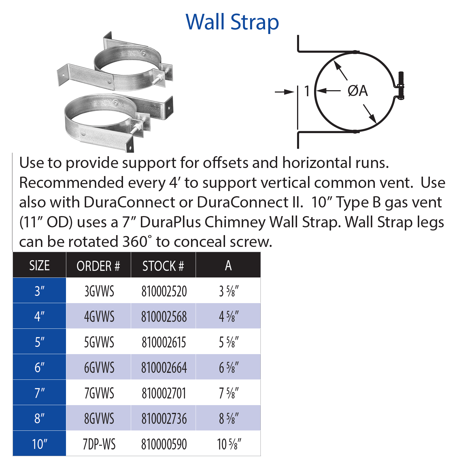 DuraVent Type B Wall Strap - 7GVWS