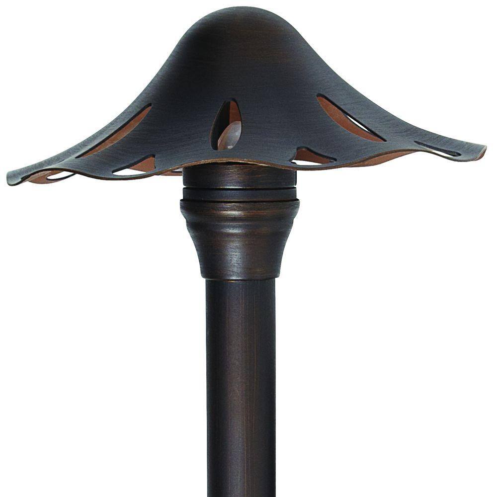 Hampton Bay Solar Oil Rubbed Bronze Outdoor Integrated LED Mushroom Landscape Path Light with Remote Solar Panel (2-Pack) 29152