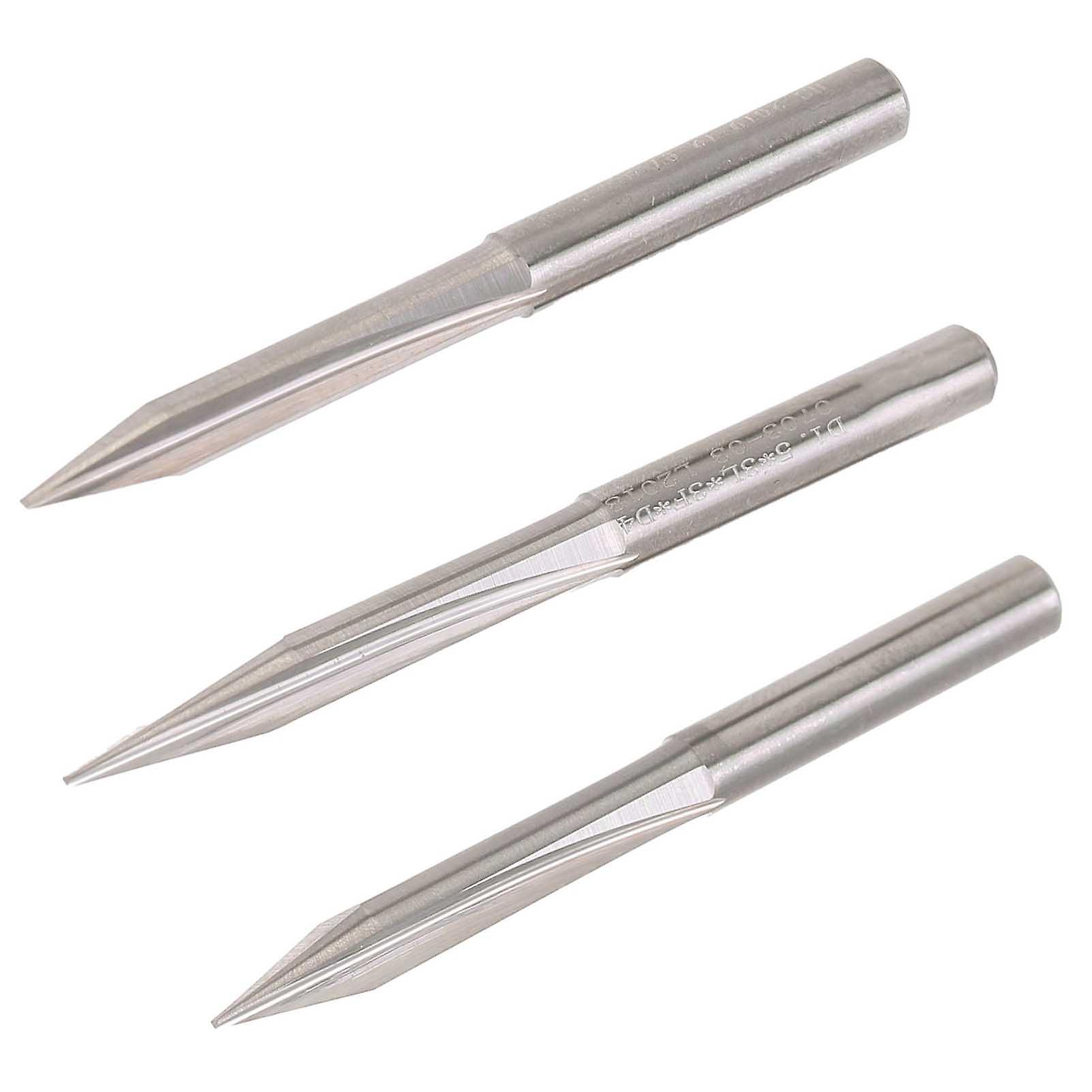 3pcs V Shape Tip Carving Cutter Milling Cutter Double Blade Straight Flute Engraving Bit