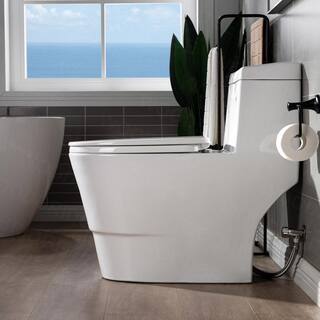 WOODBRIDGE 1-Piece 1.01.6 Gallons Per Flush (GPF) High Efficiency Dual Flush Elongated Toilet in White Seat Included HB0940