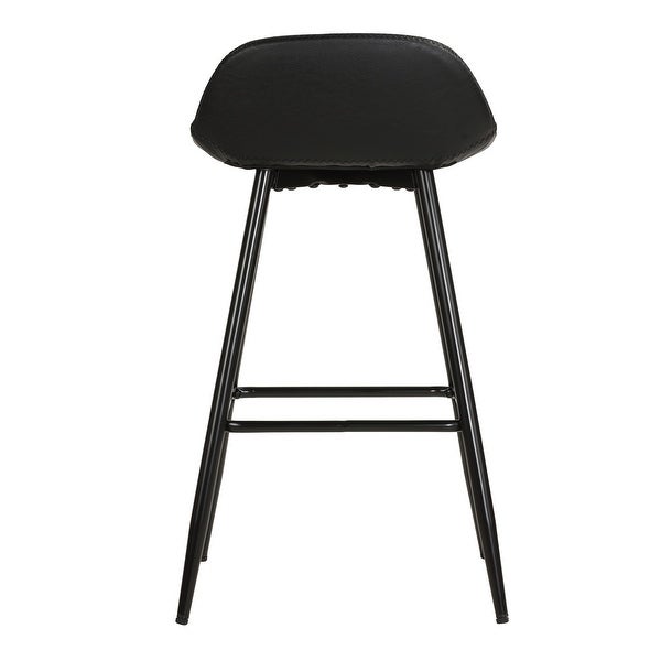 Cortesi Home Rain Counterstools with Faux Leather， Black Base (Set of 2)