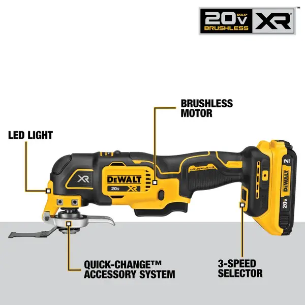 DW 20V MAX XR Brushless Cordless 3-Speed Oscillating Multi-Tool Kit