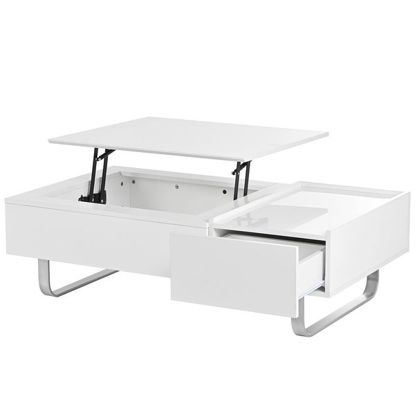 Multifunctional Coffee Table with Lifted Tabletop， High-gloss Surface Sofa Table for Living Room