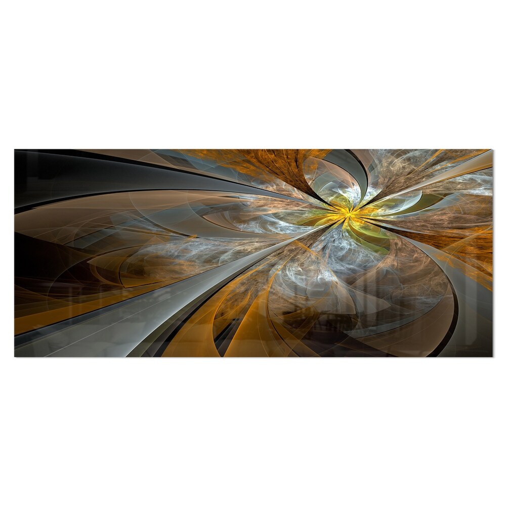 Designart 'Symmetrical Yellow Fractal Flower' Digital Art Metal Wall Art