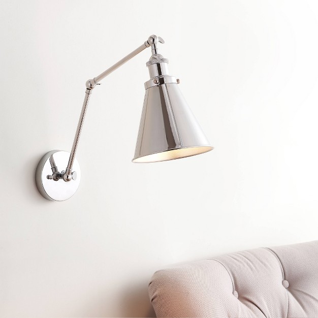 Adjustable Arm Metal Rover Wall Sconce includes Energy Efficient Light Bulb Silver Jonathan Y