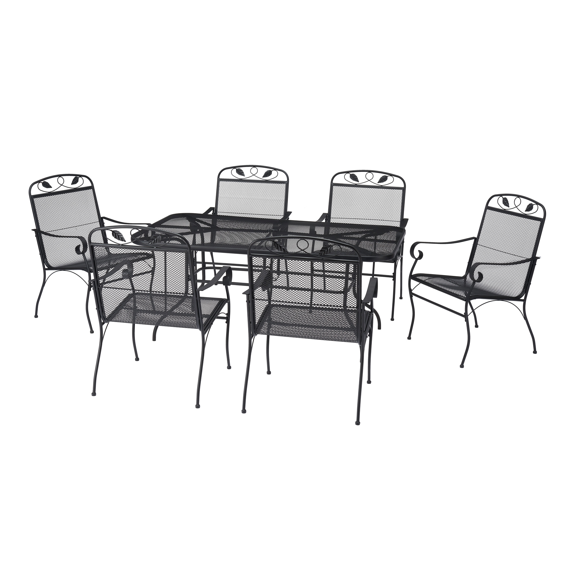 Mainstays Jefferson 7-Piece Outdoor Dining Set， Black， Box 1， Chairs， Set of 6