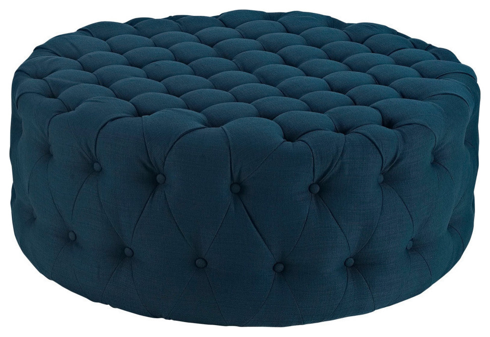 Mara Azure Upholstered Fabric Ottoman   Modern   Footstools And Ottomans   by Rustic Home Furniture Deco  Houzz